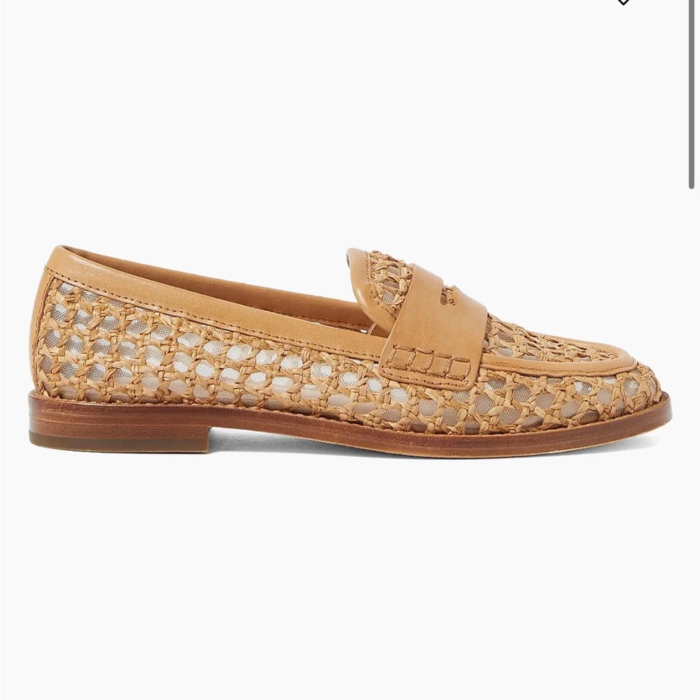 Loeffler Randall Tan Woven Leather Penny Loafers